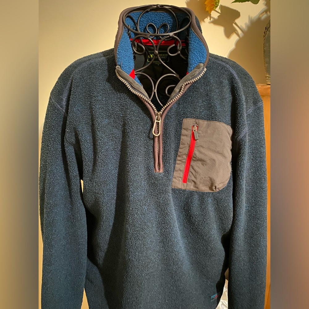 G.H. Bass & Co Men's Jacket Medium Blue Explorer Fleece Pullover Jacket  1/4 Zip